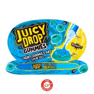 Juicy Drops Gummies Raspberry ג'ל חמוץ במזרק עם סוכריות גומי 
