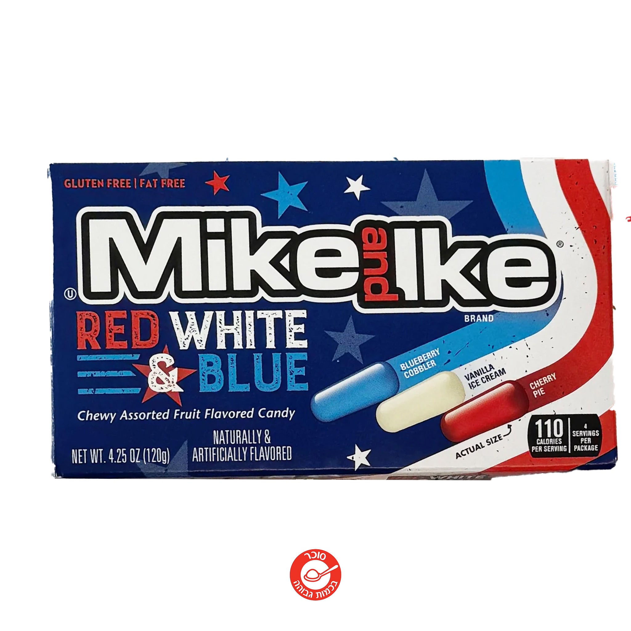Mike And Ike Patriot מייק אנד אייק גרסט פטריוט צבעי הדגל האמריקאי