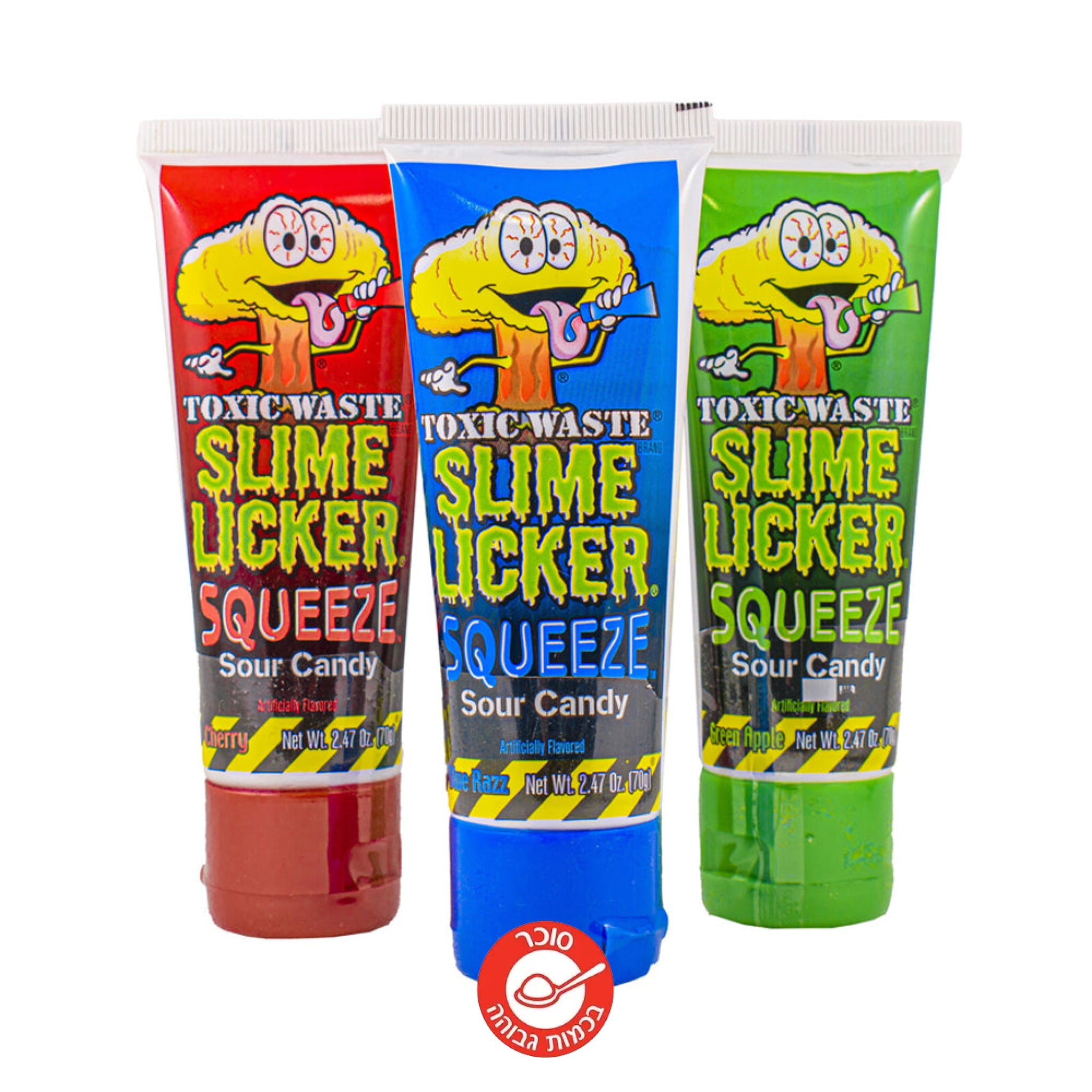 Toxic Waste Slime Locker Squeeze שפורפרת ג'ל סופר חמוץ בטעמים משתנים